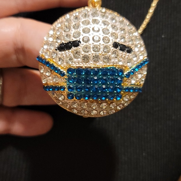 NWT Crystal Covid Emoji necklace by Betsey Johnson - Picture 6 of 7